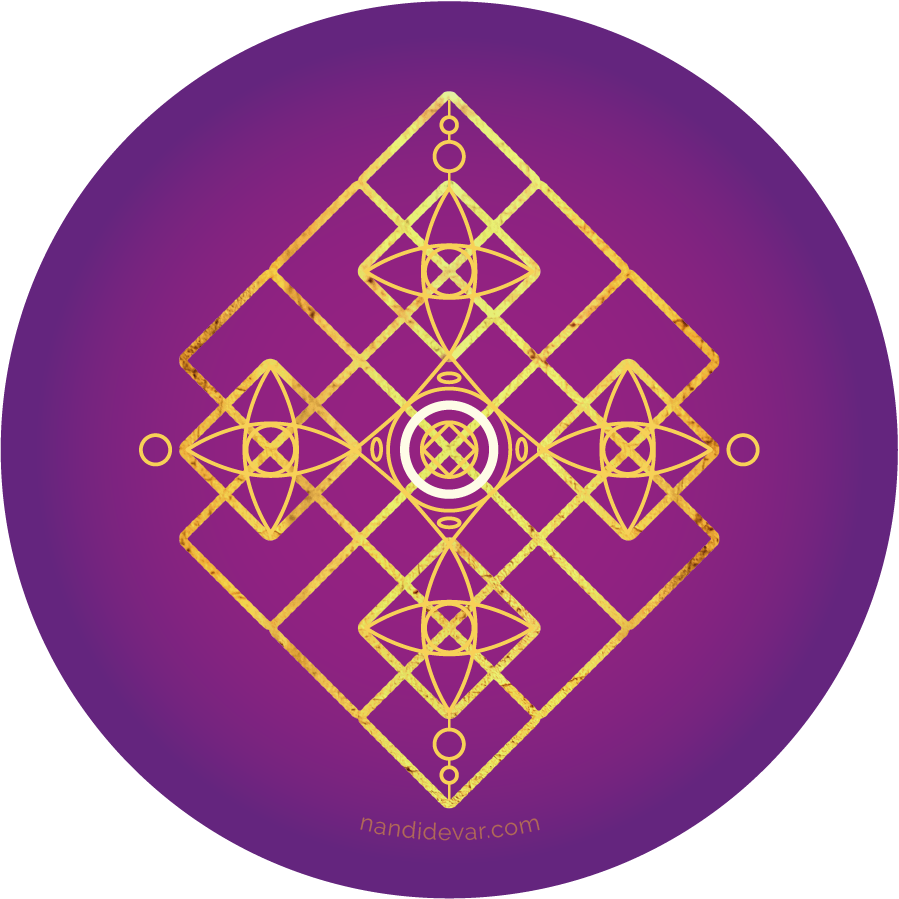 Heil Yantra Aufkleber Purpur rund, 7cm