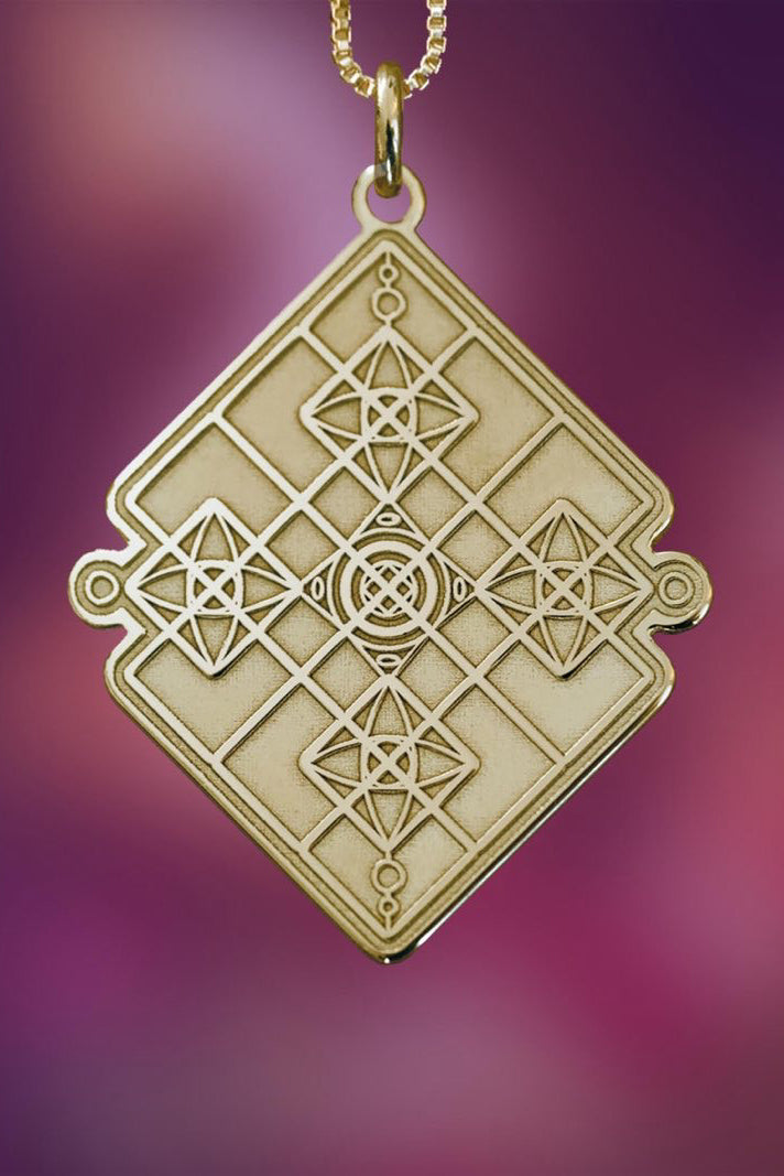 Heil Yantra Amulett mit Halskette, 18 Karat vergoldet